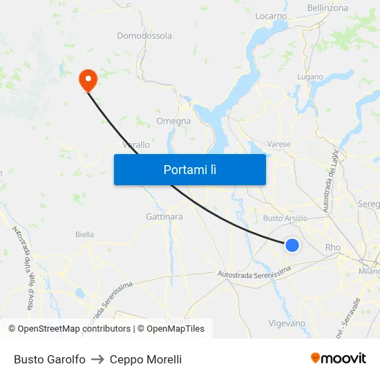 Busto Garolfo to Ceppo Morelli map