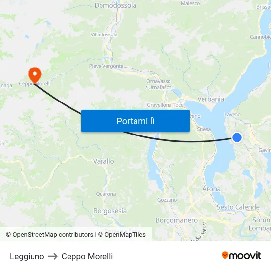 Leggiuno to Ceppo Morelli map