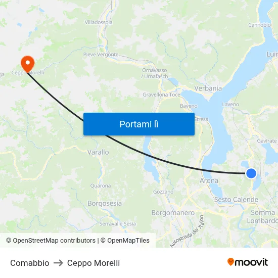 Comabbio to Ceppo Morelli map
