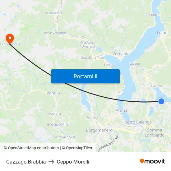 Cazzago Brabbia to Ceppo Morelli map