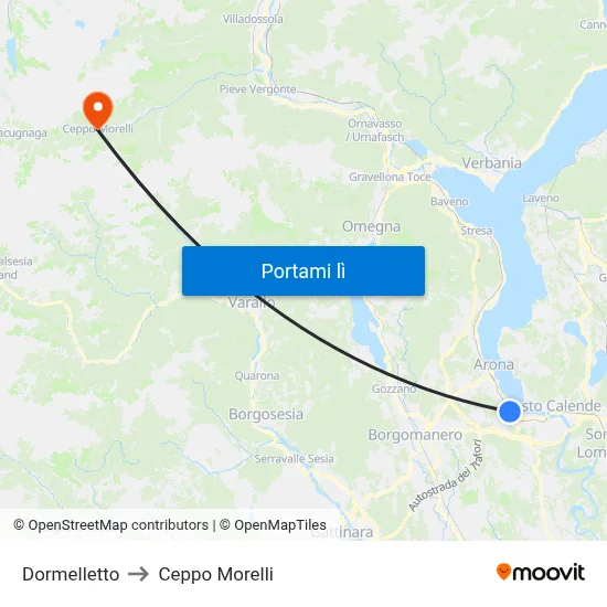 Dormelletto to Ceppo Morelli map