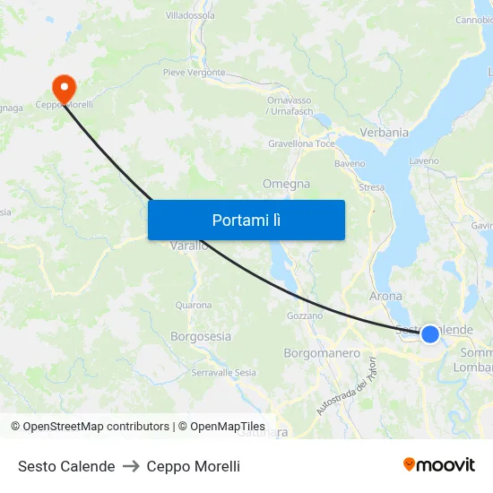 Sesto Calende to Ceppo Morelli map