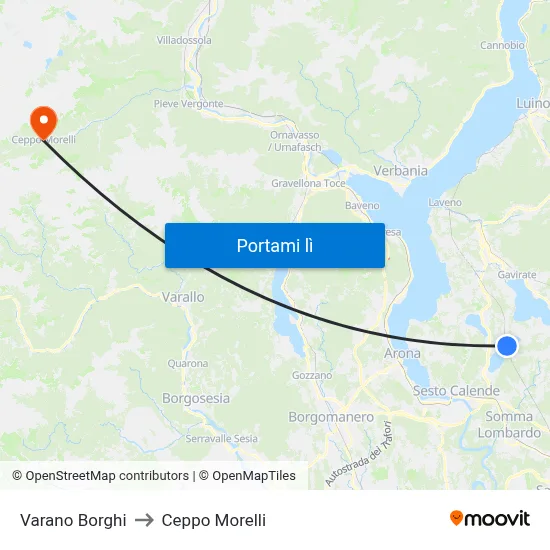 Varano Borghi to Ceppo Morelli map