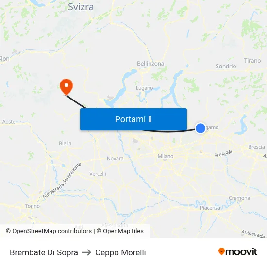 Brembate Di Sopra to Ceppo Morelli map