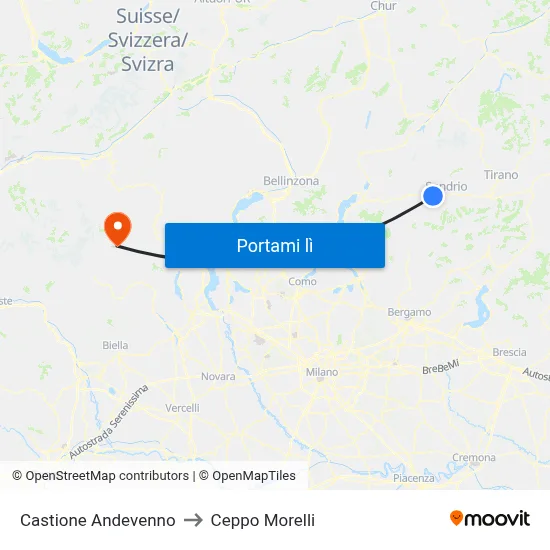 Castione Andevenno to Ceppo Morelli map