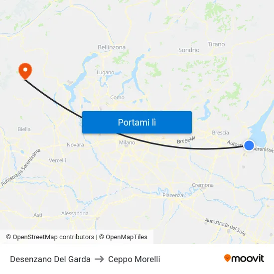 Desenzano Del Garda to Ceppo Morelli map