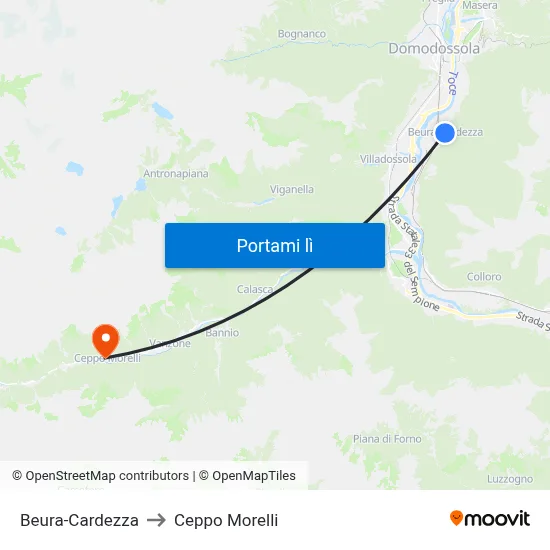 Beura-Cardezza to Ceppo Morelli map