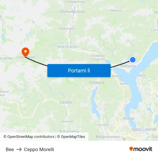 Bee to Ceppo Morelli map