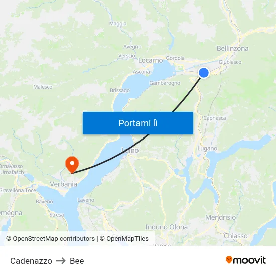 Cadenazzo to Bee map