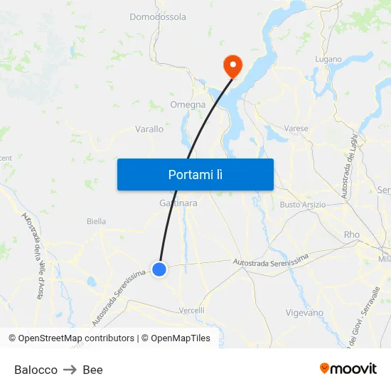 Balocco to Bee map