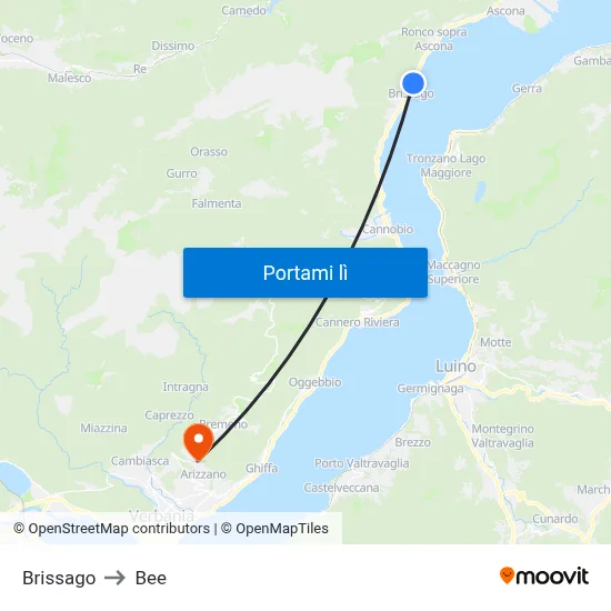 Brissago to Bee map