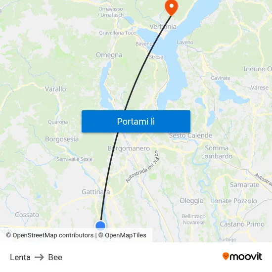 Lenta to Bee map