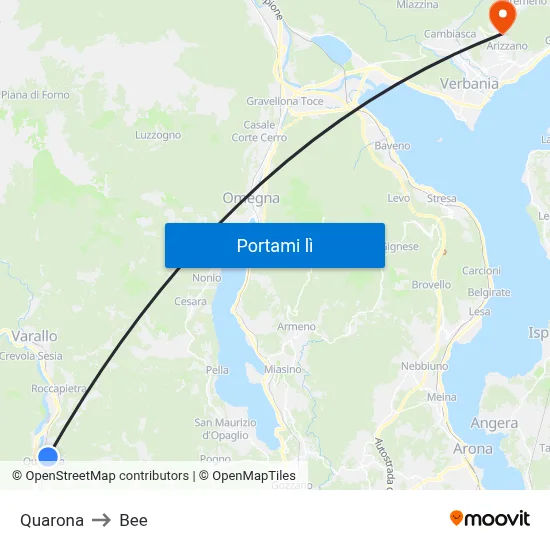 Quarona to Bee map
