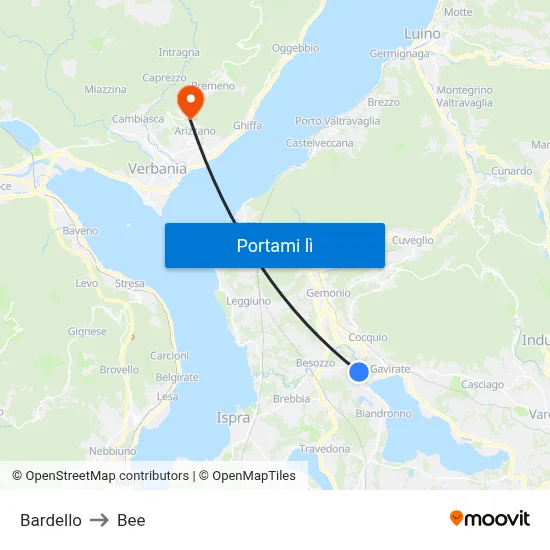 Bardello to Bee map