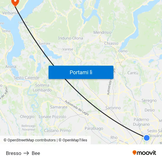 Bresso to Bee map