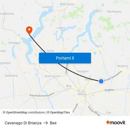 Cavenago Di Brianza to Bee map