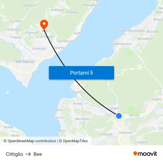 Cittiglio to Bee map