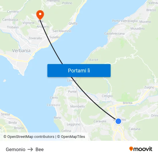 Gemonio to Bee map