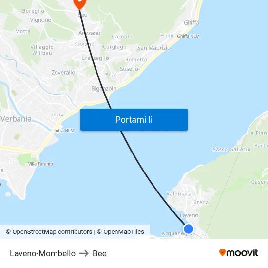 Laveno-Mombello to Bee map
