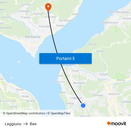 Leggiuno to Bee map