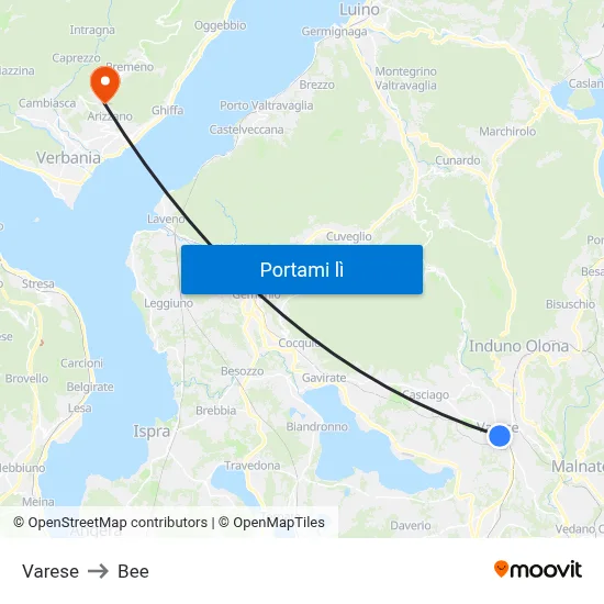 Varese to Bee map