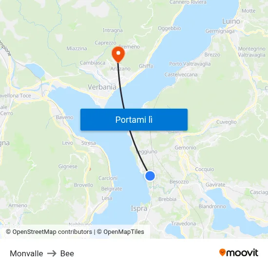 Monvalle to Bee map