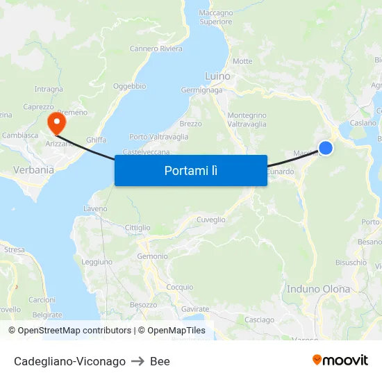 Cadegliano-Viconago to Bee map