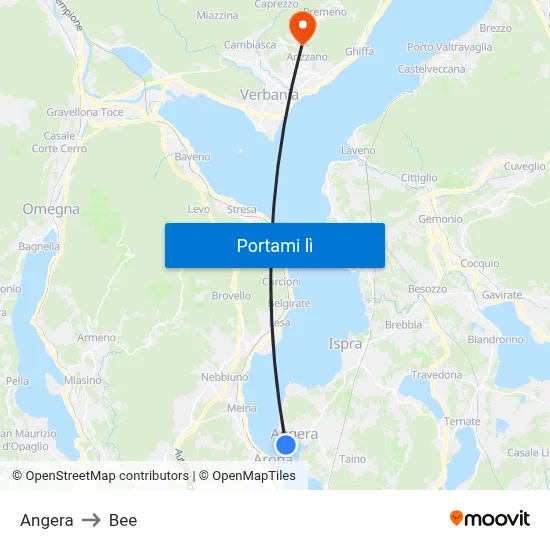 Angera to Bee map