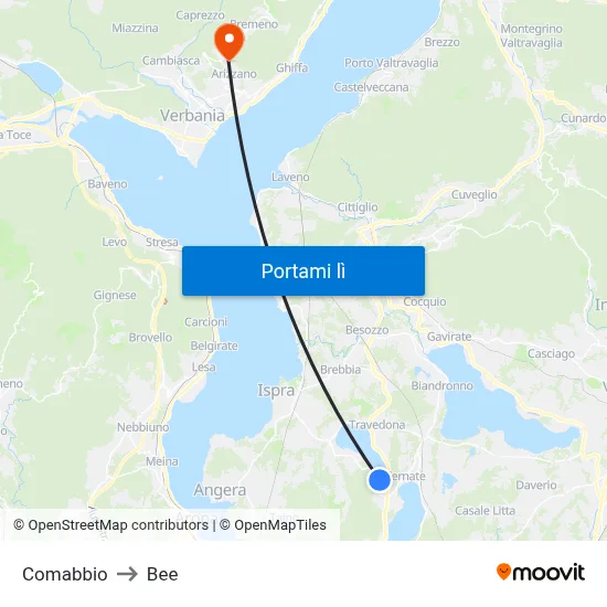 Comabbio to Bee map