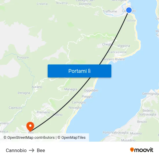 Cannobio to Bee map