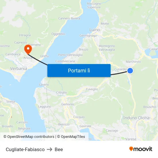 Cugliate-Fabiasco to Bee map