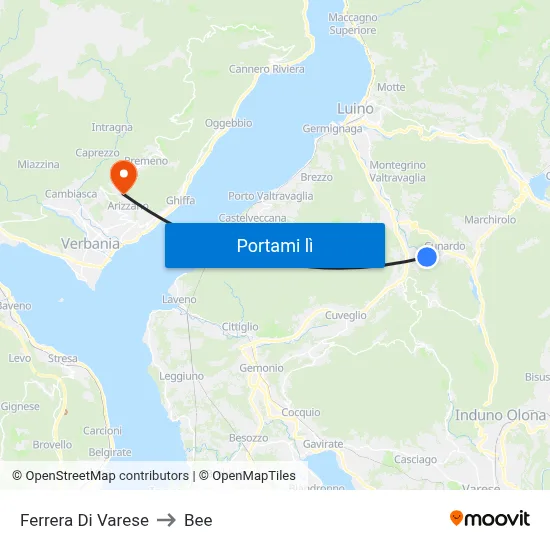 Ferrera Di Varese to Bee map