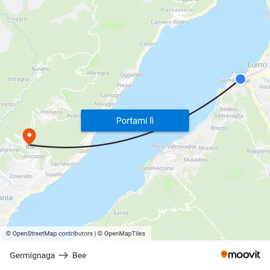 Germignaga to Bee map