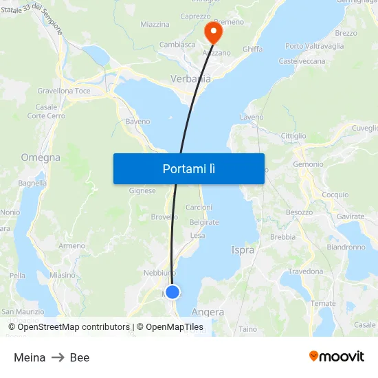 Meina to Bee map