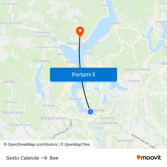 Sesto Calende to Bee map