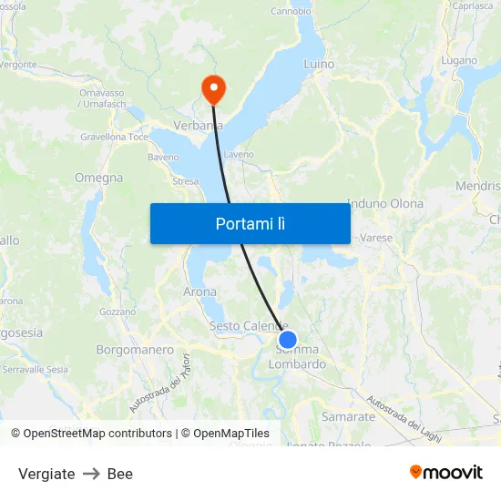 Vergiate to Bee map