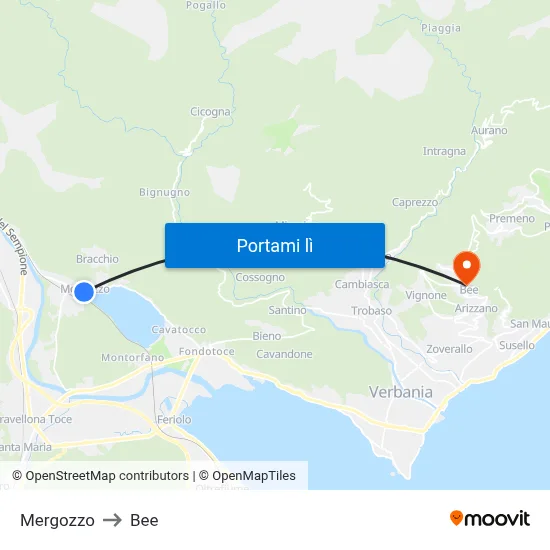 Mergozzo to Bee map