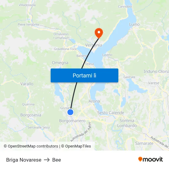 Briga Novarese to Bee map