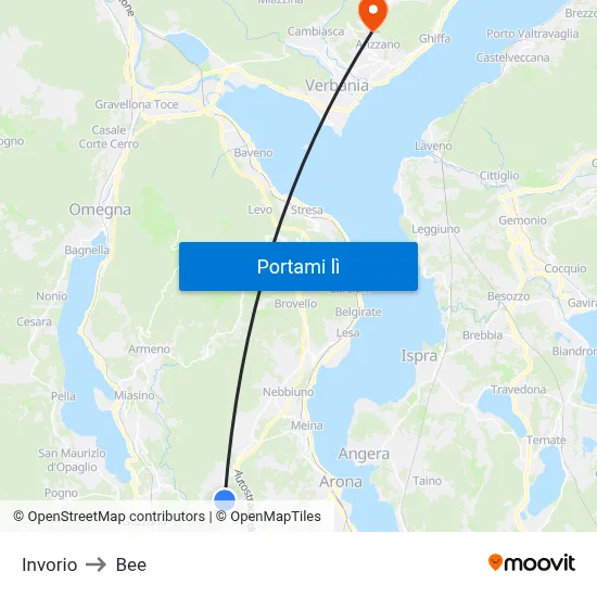 Invorio to Bee map