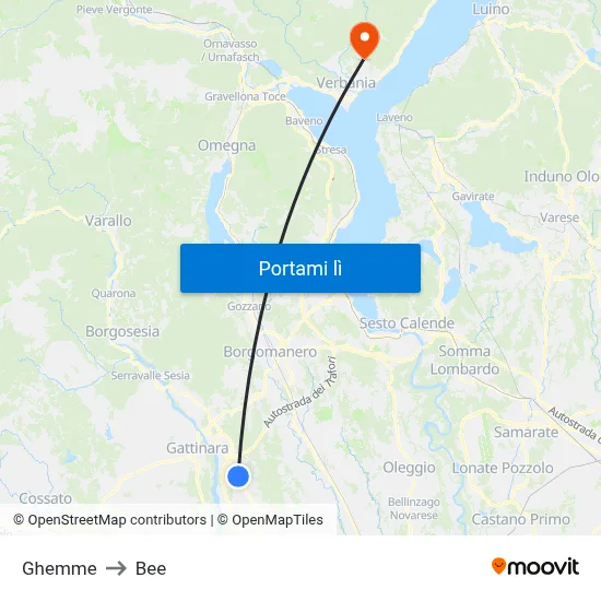 Ghemme to Bee map