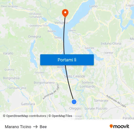 Marano Ticino to Bee map