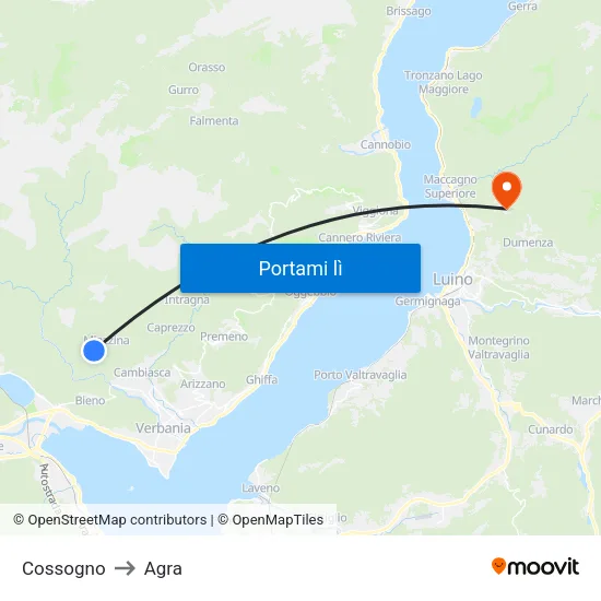 Cossogno to Agra map