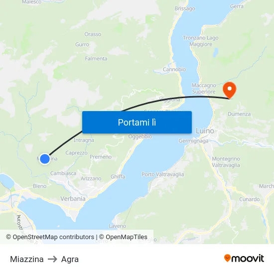 Miazzina to Agra map