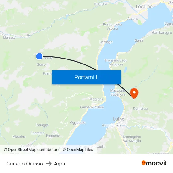 Cursolo-Orasso to Agra map