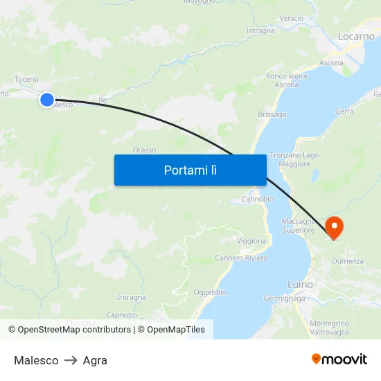 Malesco to Agra map