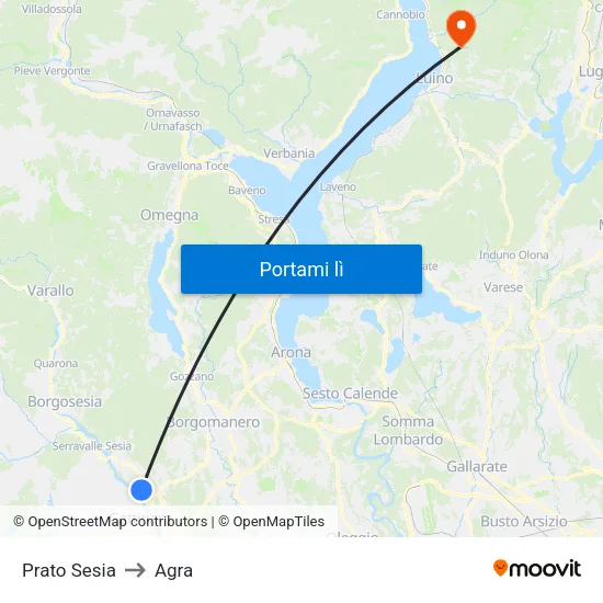 Prato Sesia to Agra map
