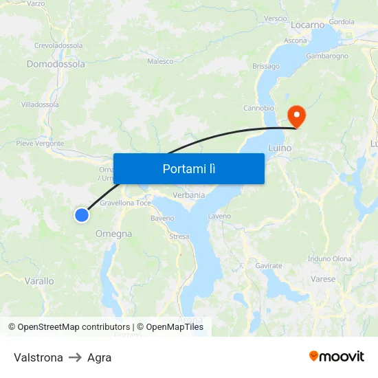 Valstrona to Agra map