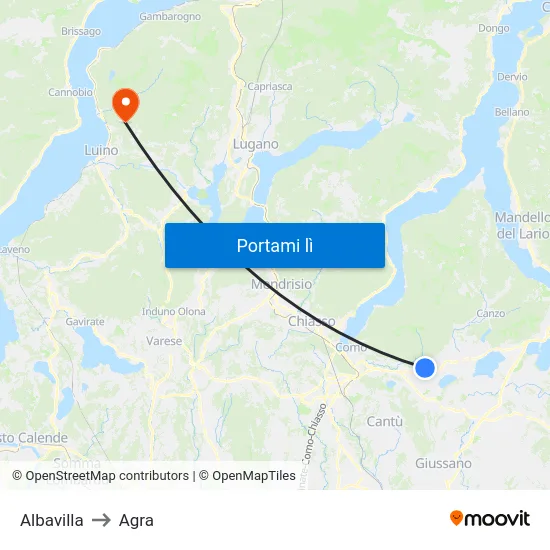 Albavilla to Agra map