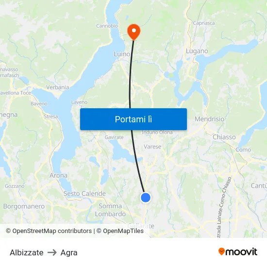 Albizzate to Agra map