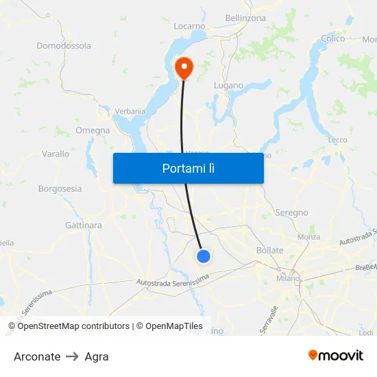 Arconate to Agra map
